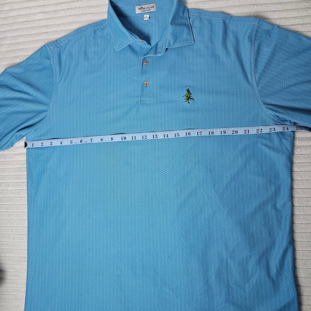Peter Millar Summer Comfort Mens Large Blue Golf Polo‎ Shirt Tree Logo Resort - Picture 4 of 9